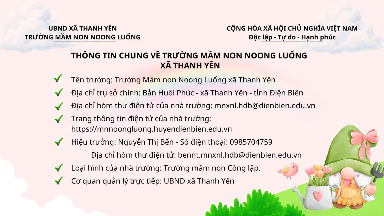 Trường mầm non Noong Luống, xã Thanh Yên
